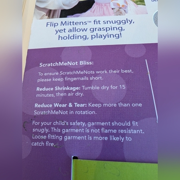 Scratch Me Not Flip Mitten Sleeves - Size 3T  silk & cotton NIB - Picture 5 of 6